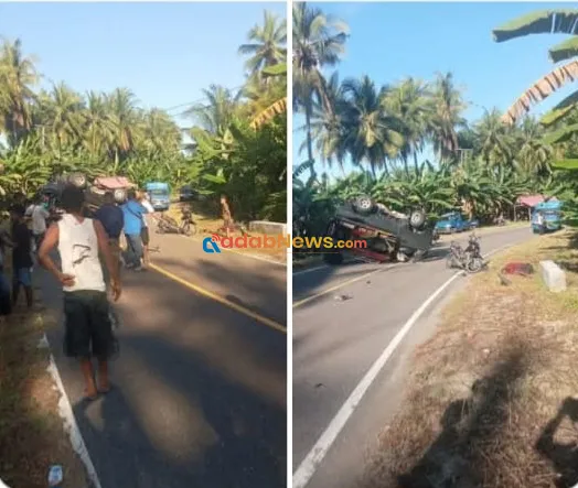 Laka di Kedang, Carry Terbalik, Pemotor Terpental Keluar Badan Jalan 